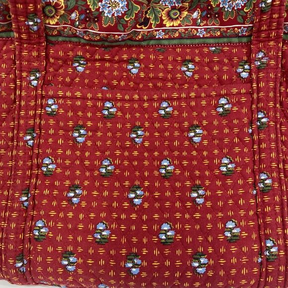 Vera Bradley Large Tote Shoulder Zip Travel Bag Red Provincial 22” X 12” - Picture 4 of 12